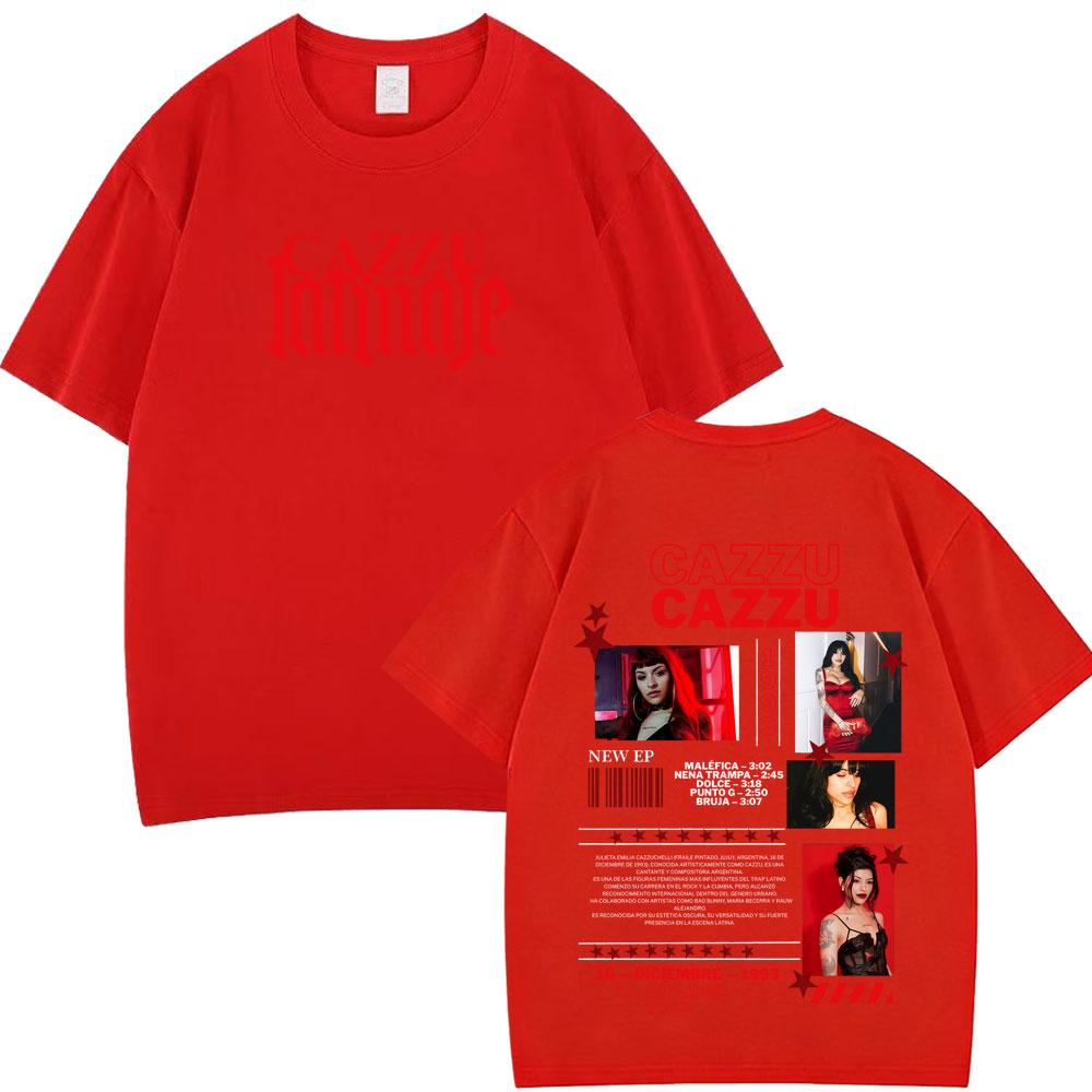 Singer Cazzu Latinaje Album 2026 Tour Graphic Tee Men Women Fashion ONeck Tshirts Shortsleeved Loose Cotton Aesthetic Tshirt S