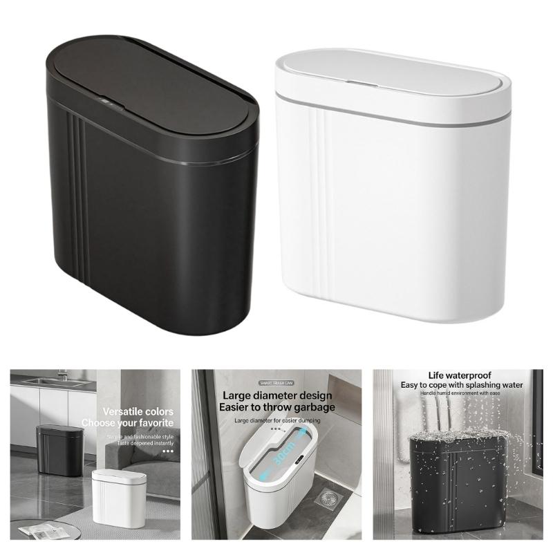 Pattumiera a Sensore Automatico da Parete per Bagno Cucina Chiusura Silenziosa Montaggio a Parete Plastica