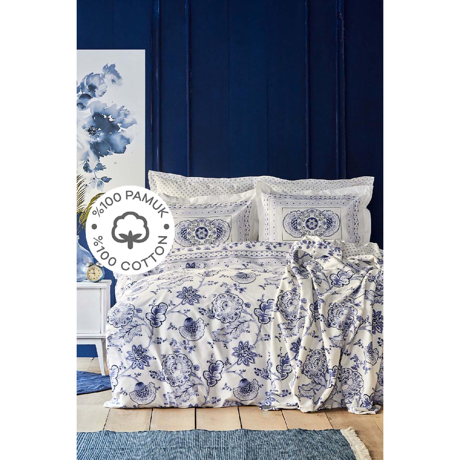 

Amar Blue 100% Cotton Double Duvet Cover Set синій