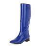 Fashion Autumn Winter Woman Boots Square Heel Knee-High Pointed Toe Patent Leather Boots Comfortable Low Heel Party Dress Dance Shoes