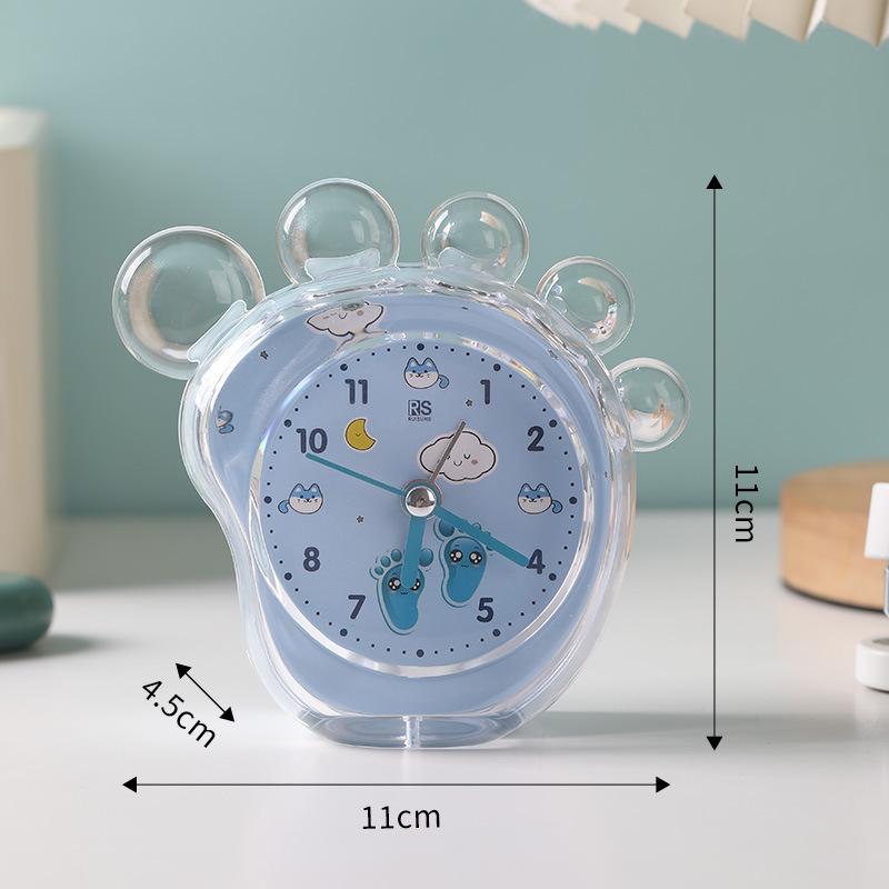 Cartoon Foot Small Alarm Clock Silently Walking Seconds Digital Hand with Lights Wake Up Clock Student Alarm Clock