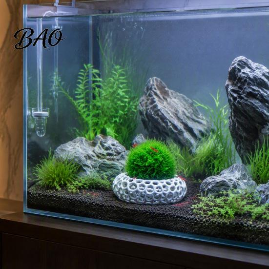 Dwarf Shrimp Hideout 2Pcs Caves for Plants, Aquarium Round Hideouts, Cherry & 3D Printed Cave Hides Moss Ferns And Anubias, Tank Decoration Structure