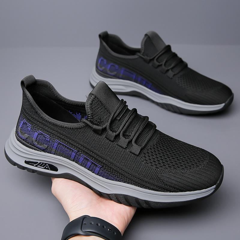 2025 Summer New Men's Shoes Flying Weave Breathable Men's Casual Sports Shoes Walking Shoes Trend Men's Single Shoes