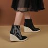 Fashion FHC New 10cm Wedges High Heels Women Amkle Boots,Platform Short Botas,Woven Hemp Sole,Autumn/Winter Shoes,Black,Brown,Dropship