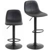 Bar Stools, Set of 2, Height-Adjustable, Backrest, Footrest, 360 Swivel, Steel, Black