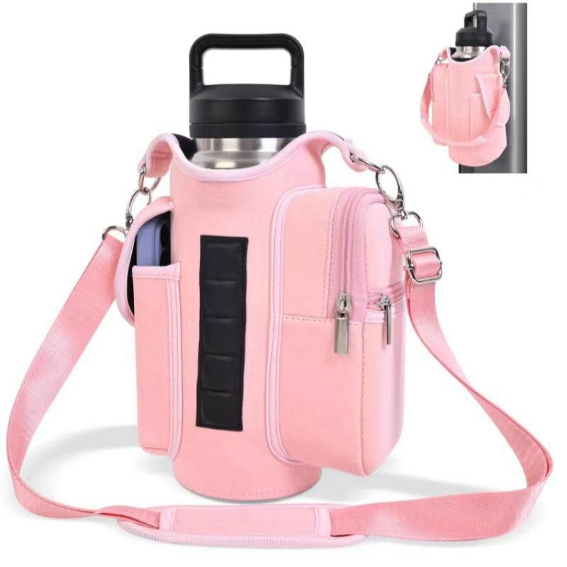 Portable Insulated Crossbody Bottle Holder - Large Capacity, Sporty Style, Wetsuit Material