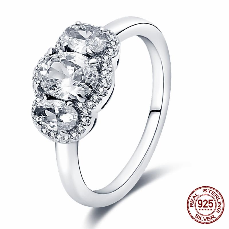 Brand New 100% Genuine 925 Silver Women's Ring Original Heart Crown Rose Gold Crystal Engagement Ring Wedding Anniversary Jewelr