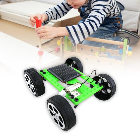 1 Set Toy Car Kit Mini Solar Powered Plastic Electronic Components Assembled Vehicle Toy Kit for Children