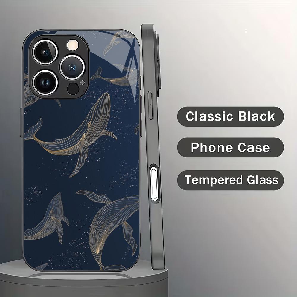 

Marine life pattern tempered glass mobile phone case suitable for iPhone 17/16/15/14/13/12/11Pro Max all-inclusive anti-fall iPhone 17ProMax
