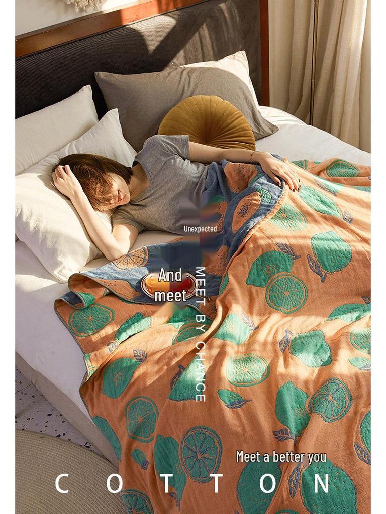 Pure Cotton Gauze Blanket - Four-Layer Single/Double Nap Blanket, Summer Air Conditioning Quilt