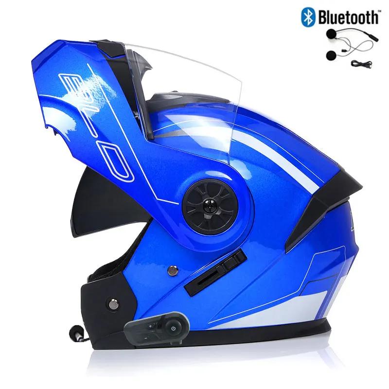 Bluetooth Motorcycle Full Face Helmet Men Women Safety Downhill Motocross Racing Modular Flip Up Helmet Casco Moto DOT Approved