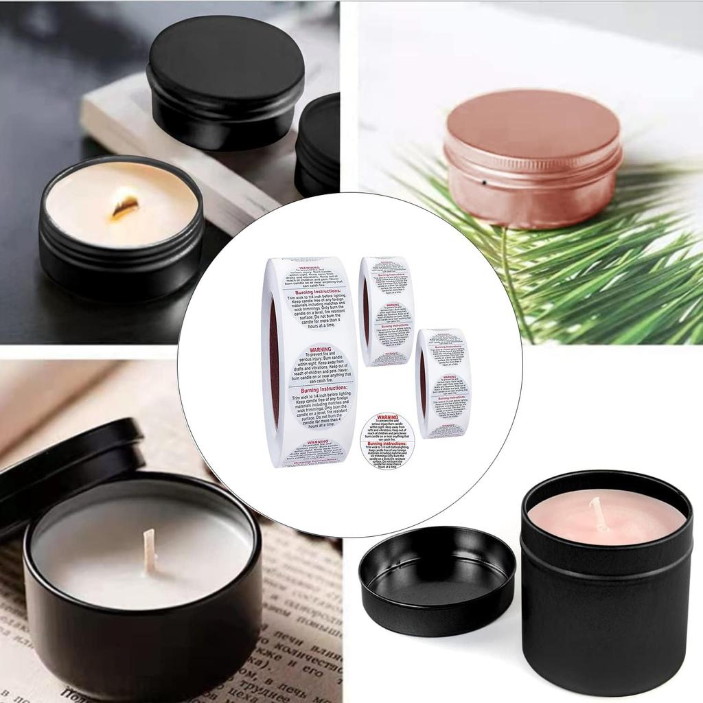 500pcs Candle Warning Labels, 2.5cm/0.98in Candle Jar Can Wax Melt Stickers Safety Stickers Accessories for DIY Making Candles