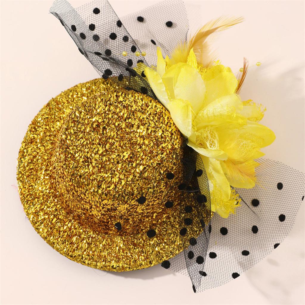 20s Theme Party Mesh Fascinator Hat Hair Clip with Flower Clipon Hat Masquerades Cocktail Party Dressingup Accessories