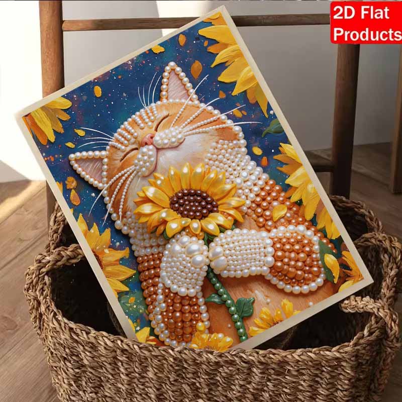 DIY The Cute Orange Cat Pearl Diamond Art Kits Without Frame 30x40cm Gem Art Diamond Painting Kits for Adults/Beginners Gift Idea Home Wall Decor