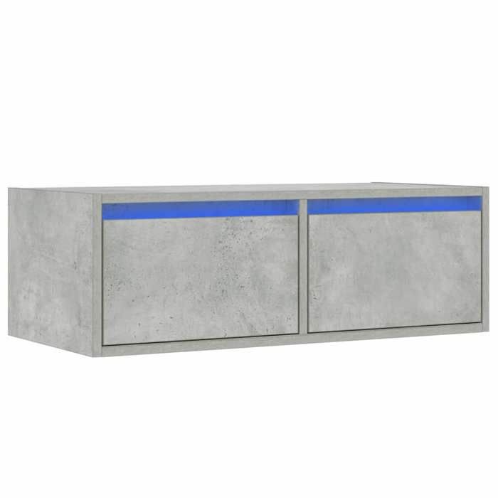 VidaXL Meuble TV avec lumières LED gris béton 75x35,5x25 cm, meuble hifi, centre de divertissement, armoire TV, meuble 860232