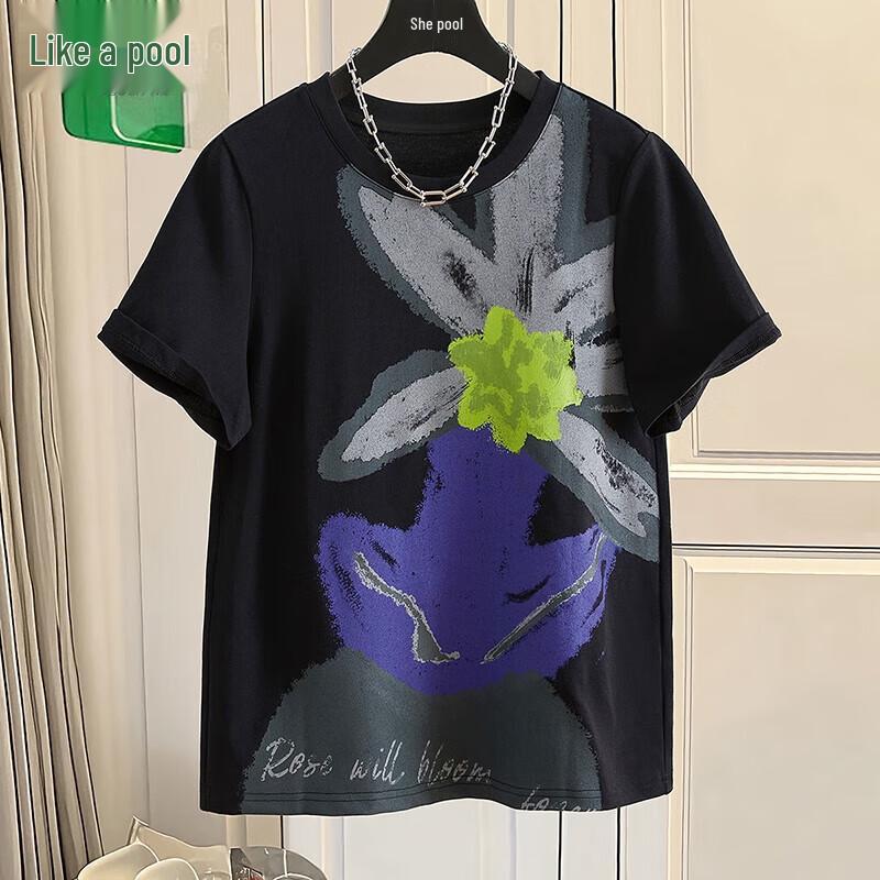 

Women s Street Style Abstract Print Short Sleeve T-Shirt S
