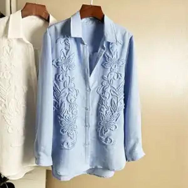 

Свободная повседневная рубашка с рельефной вышивкой Heavy Industry, белая, средней длины, в стиле Lazy Style XXXL синий