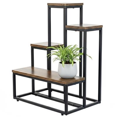 Standing Flower Stand for Flowers and Plants, Metal Loft, 6 Pots, Industrial, 68cm