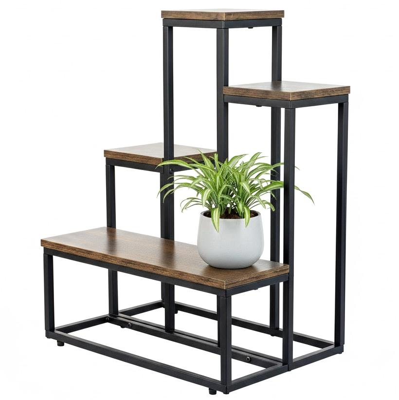 Standing flower stand for flowers and plants, metal loft, 6 pots, industrial, 68cm