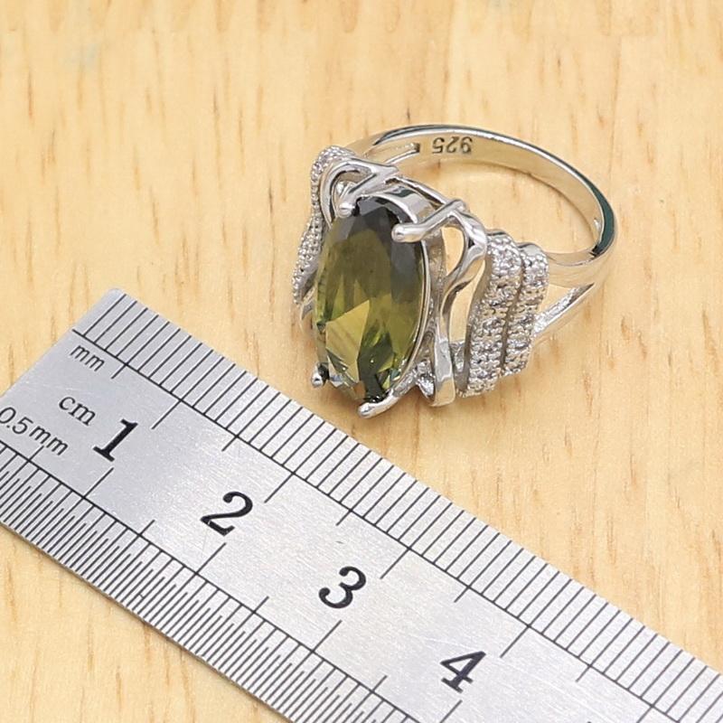 Grüner Zirkonia Dubai Hochzeitsschmucksets für Frauen Armband Ohrringe Halskette Anhänger Ring Geburtstagsgeschenk