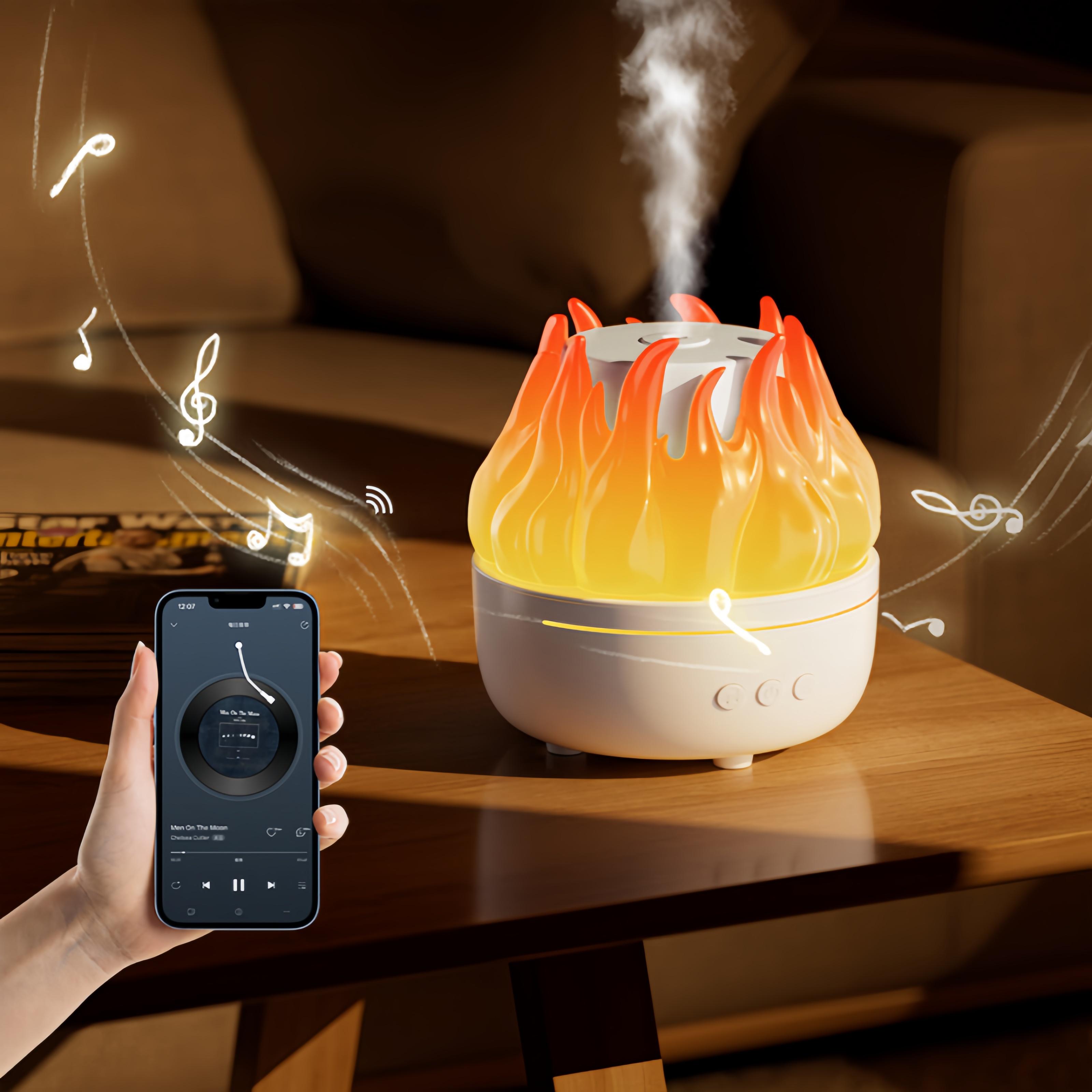 

300ML Ultrasonic Rotating Flame Essential Oil Diffuser, Aromatherapy Air Humidifier with Night Light for Bedroom Office Decor белый