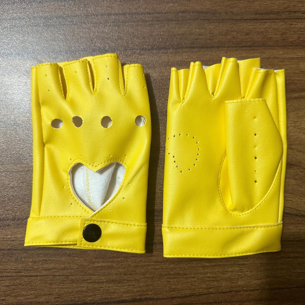 Dance Gloves Ladies Street Punk Stage Performance Thunderbolt Half Finger Gloves Nightclub Photography Leather Dance Gloves