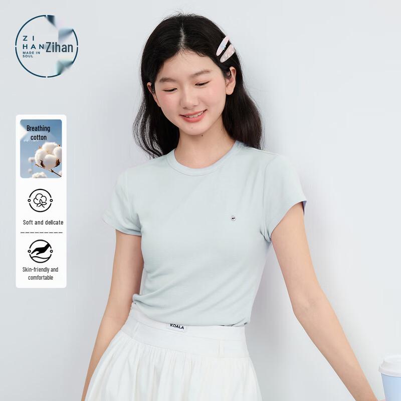 ZIHAN Women s Round Neck Short Sleeve Slim Fit T-shirt M