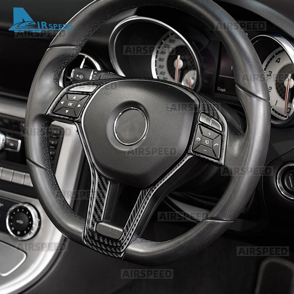 Real Soft Carbon Fiber Trim Sticker For Mercedes Benz SLK R172 2011 2012 2013 2014 2015 2016 Car Steering Wheel Button Panel