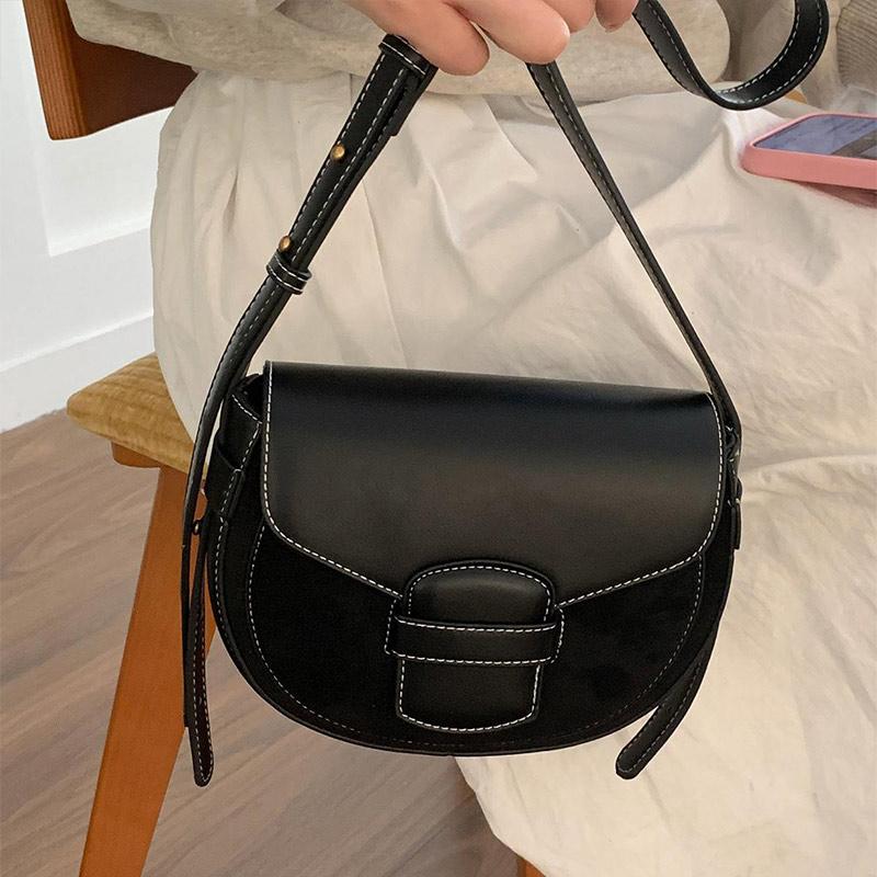 Neue Retro-Satteltaschen Modische Wildleder-Umhängetaschen Einfache und vielseitige Crossbody-Taschen Kompakte Freizeit-Taschen im koreanischen Stil