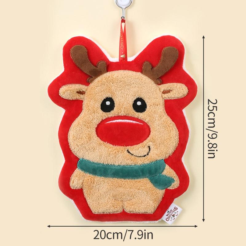 Christmas Decoration Hand Towels Coral Fleece Bathroom Wash Hand Cloth for Kid Kitchen Cleaning Dishcloths  Xmas Gifts