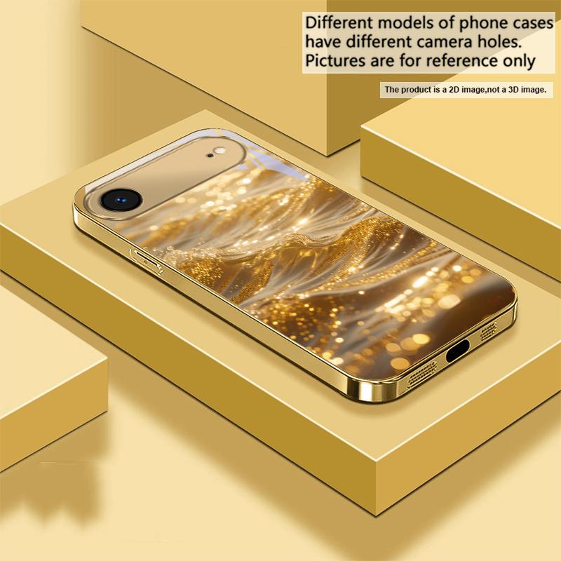 Golden landscape For IPhone 17Pro Max 16 17 Pro 15 Pro 14 13 Plus 12 Mini 11Pro Max XR 16E 17Air Golden glass phone case