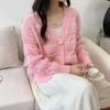 TIFICY Women's Fashion Casual Fall Winter Solid Color Print Long Sleeve V-Neck Sweaters