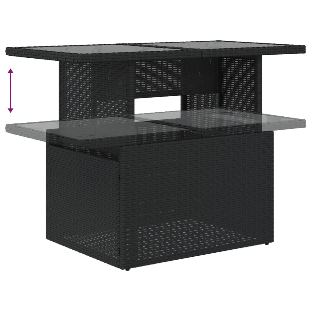 7-teiliges Gartensofa-Set mit Kissen Schwarzes Poly-Rattan