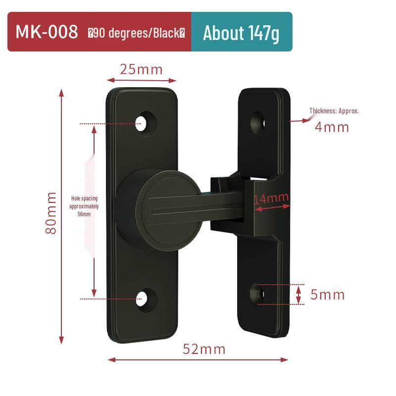 Zăvor luminos pentru ușă de baie, fără găurire