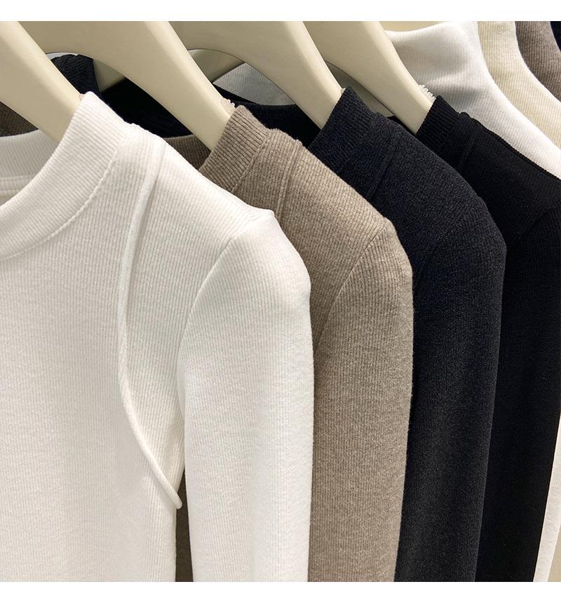 Women's Slim Fit Brushed Cotton Fleece Long Sleeve Base Layer Top for Autumn/Winter