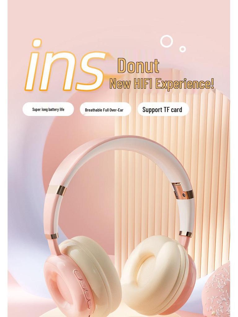 KE26 Sweet Donut Bluetooth Over-Ear Headphones with Mic, Superb Sound & Stereo Card Slot