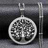 Fashion Tree of Life Stainless Steel Necklace Gold Color Crystal Pendant Necklaces Elegant Women Girl Jewelry Gifts N76S01