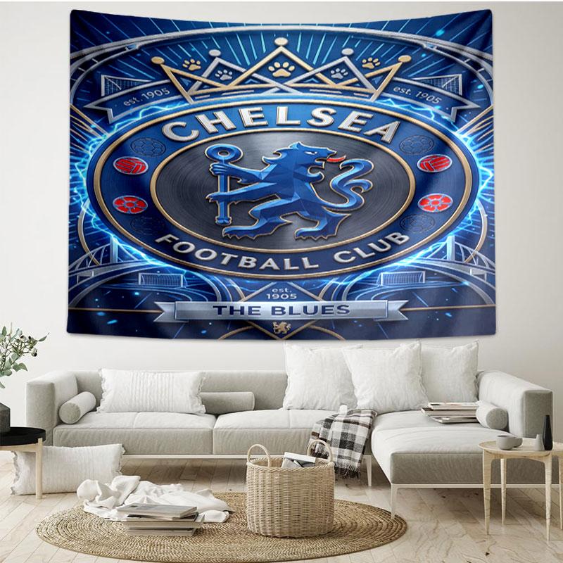 Chelsea FC Print Tapestry - Portable Wall Decor Cloth, for Home, Dorm, Travel, Bedroom, Living Room - Ideal Birthday Housewarming Gift