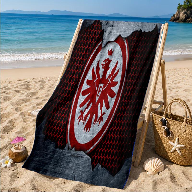 Flaming Heart Frankfurt Emblem Beach Towel Microfiber Beach Towel, Lightweight and Quick-Dry, for Summer Travel, Swimming Pool Fan Birthday Gift