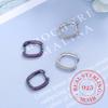 Fashion Charm Real 925 Sterling Silver Minimalist Pave Zirconia Geometric Oval Hoop Earrings for Women Unisex Party Jewelry Gift