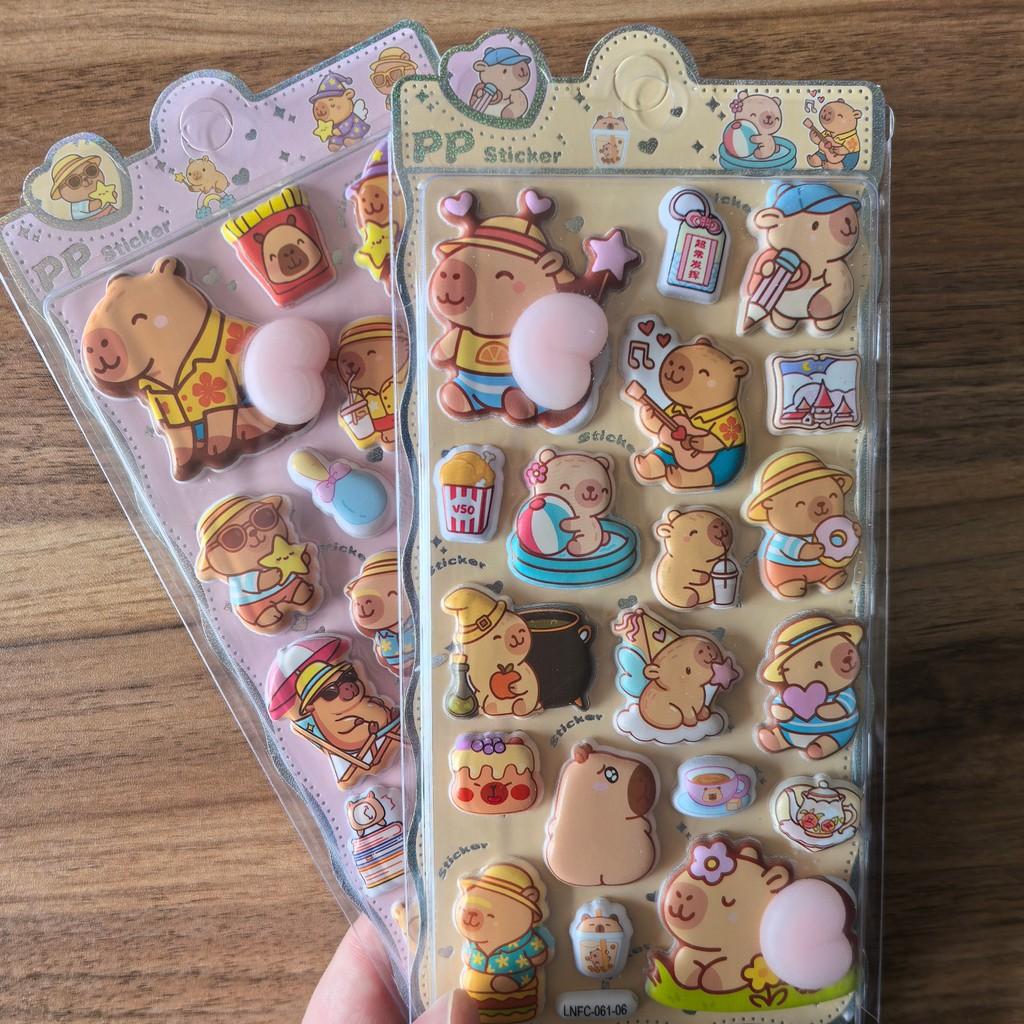Capybara Themed PP Sticker Set (2 Pcs) - Fun Embellishments for Planners & Handcrafts BulingBulingStickers Store