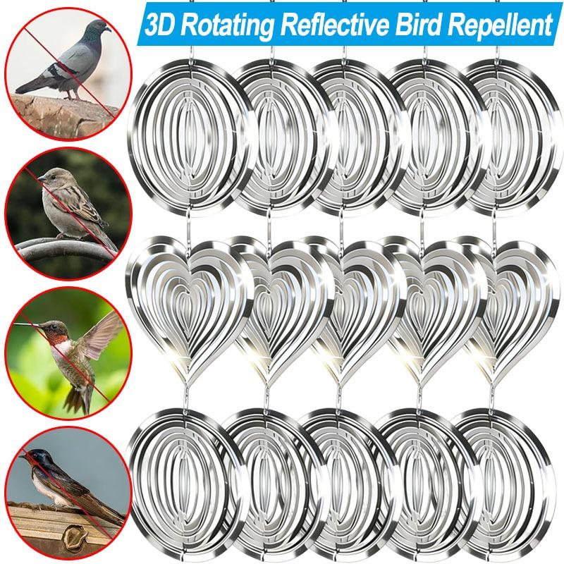 Reflective Hanging Bird Repeller Discs Wind Chime Bird Deterrent for Garden Decorative Birdproofing Reflectors to Keep Bird Away