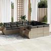 VidaXL Garden Lounge Set 11 Pcs with Grey Cushions Wicker 3326711