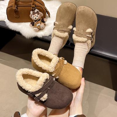 Women's Fur One Thick Bottom Heightening Winter Lightweight Padded Warm Snow Boots Non-slip Wear Casual Sneakers Fur Cotton Shoes