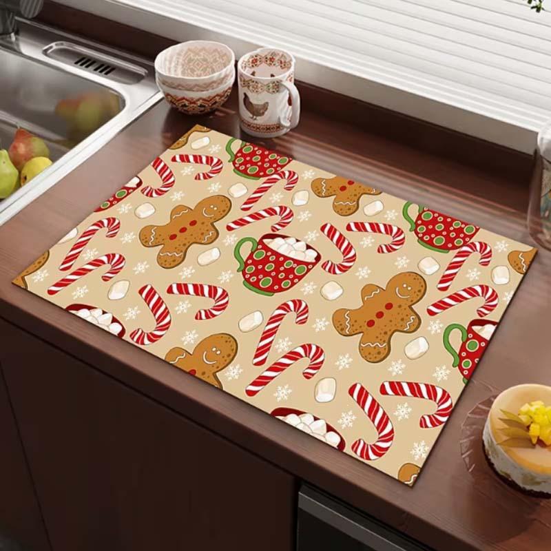 Cartoon Christmas Diatom Mud Water Absorbent Mat - Coffee Machine Heat Insulation & Kitchen Draining Anti-Slip Mat
