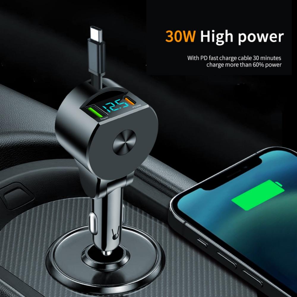 3.1A USB Car Charger 3in1 3 Ports PD Fast Car Mobile Phone Charger Type-C Adapter Quick Charger in Car For iPhone Samsung Xiaomi