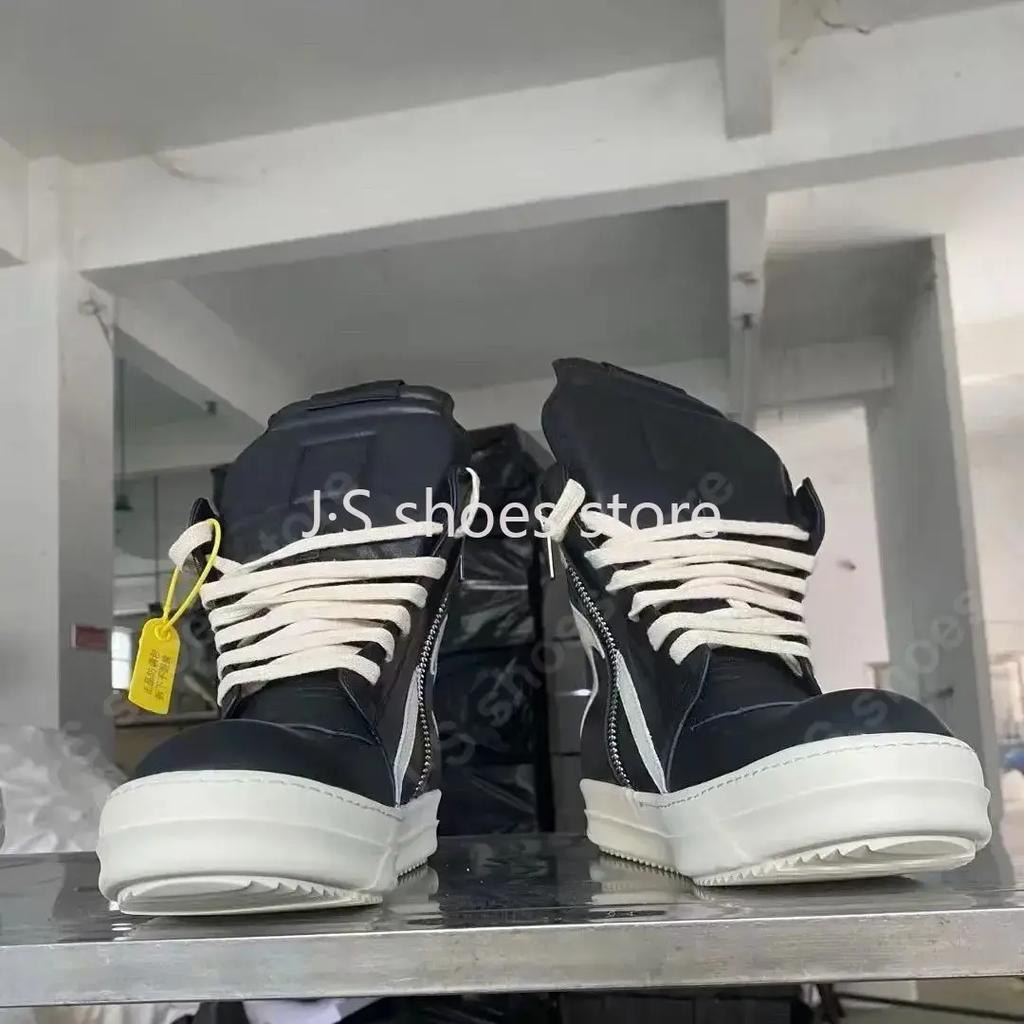 Brand R-o Men Casual Shoe Women Sneaker Black Leather High Top Shoes Lace Up Geobasket Zipper Ankle Boot Sneakers Flat Boots