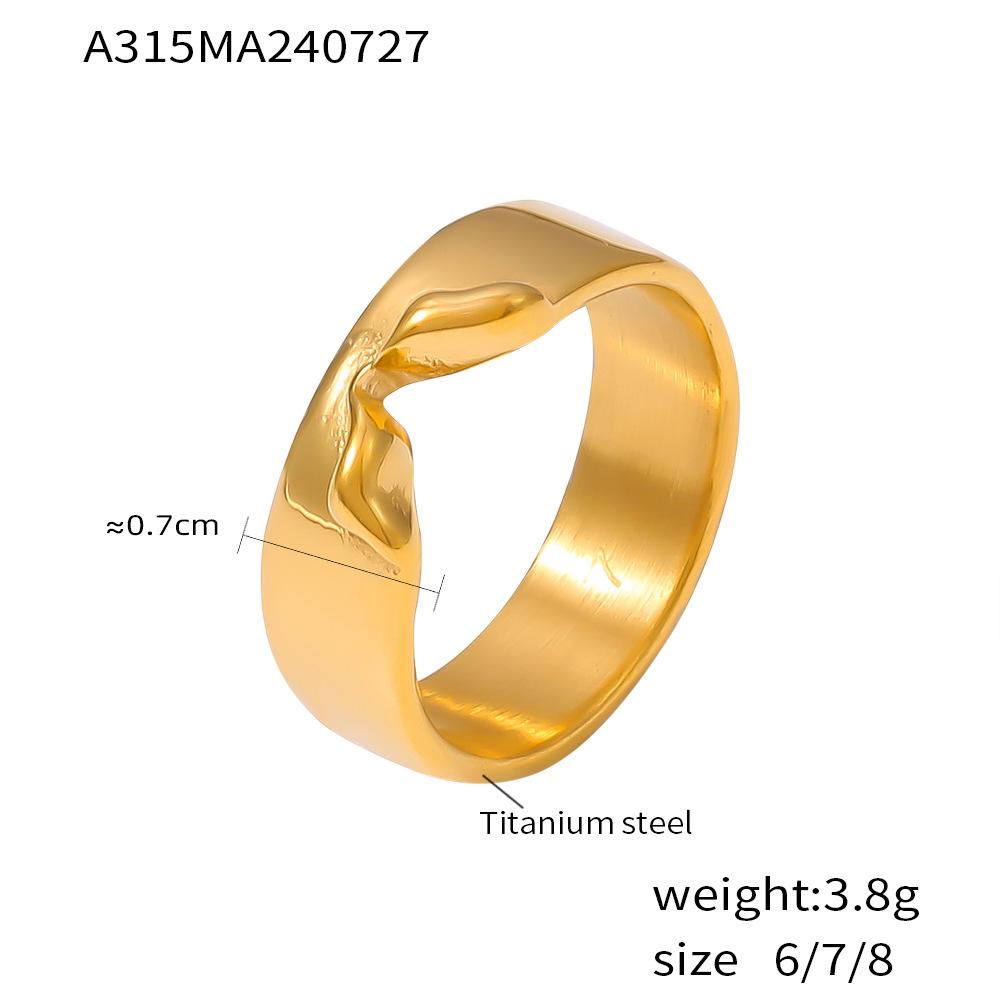 Wind Irregular Dent Ring Cold Wind Titanium Steel 18K Gold Plated Simple Couple Ring