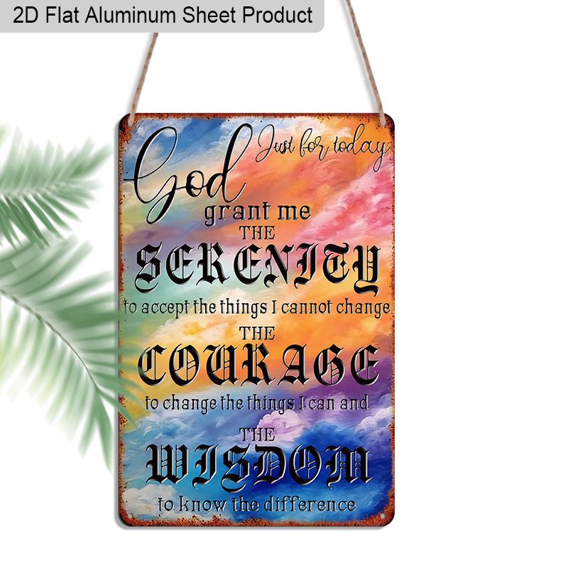 

2D Flat 1pc Aluminum Sign God Grant Me The Serenity Prayer Inspirational Spiritual Wall Decor Plaque for Home Bedroom Prayer Room, Perfect Gift for 20*30cm