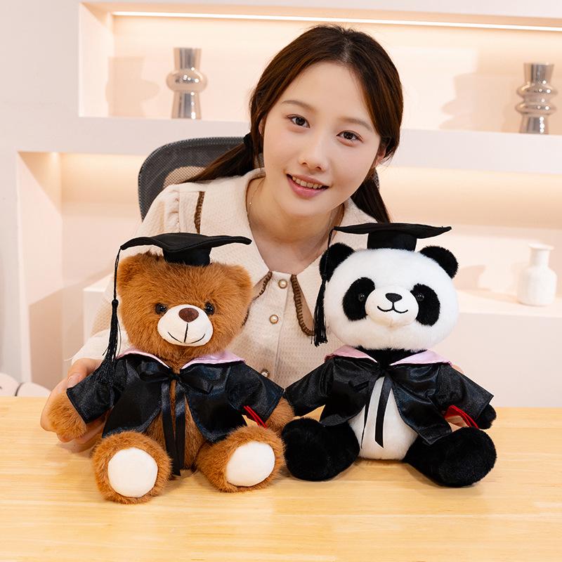 Graduation Panda Plush: Master's/Doctor's Cap Souvenir